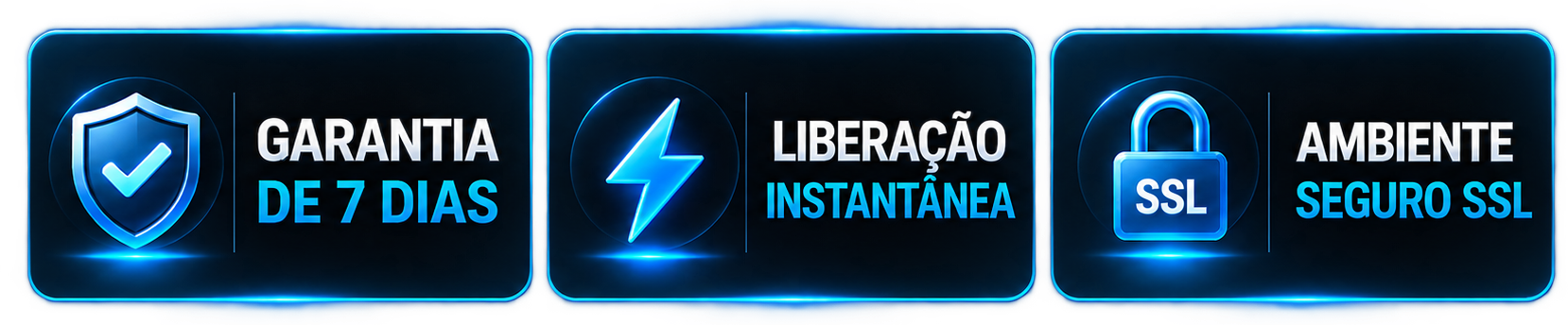 Garantia de 7 dias, liberação instantânea e ambiente seguro SSL